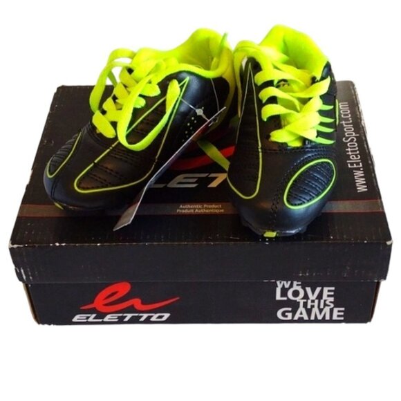 Eletto Kids Outdoor Soccer Shoes Cleats Mondo RB Jr. Black/Fluo Yellow Y9 - Picture 3 of 11